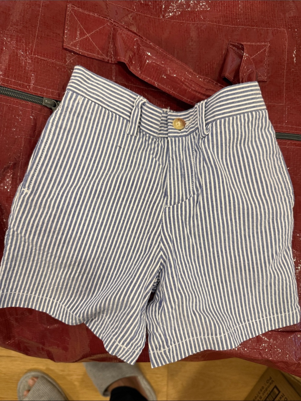 Ralph Lauren Blue and White Seersucker Stripe Shorts 24 M